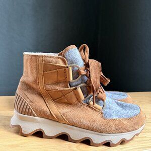 Sorel Kinetic Lace Short Waterproof Suede Wool Booties 8.5